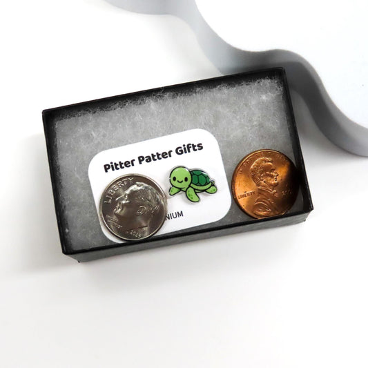 Kawaii Sea Turtle Earrings, Cute Earrings, Hypoallergenic Titanium Posts