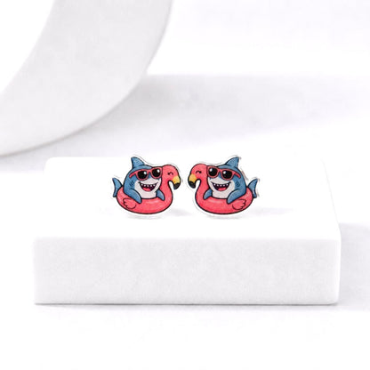 Shark Earrings, Hypoallergenic Titanium Posts, Quirky Stud Earrings, Funny Animal Gift