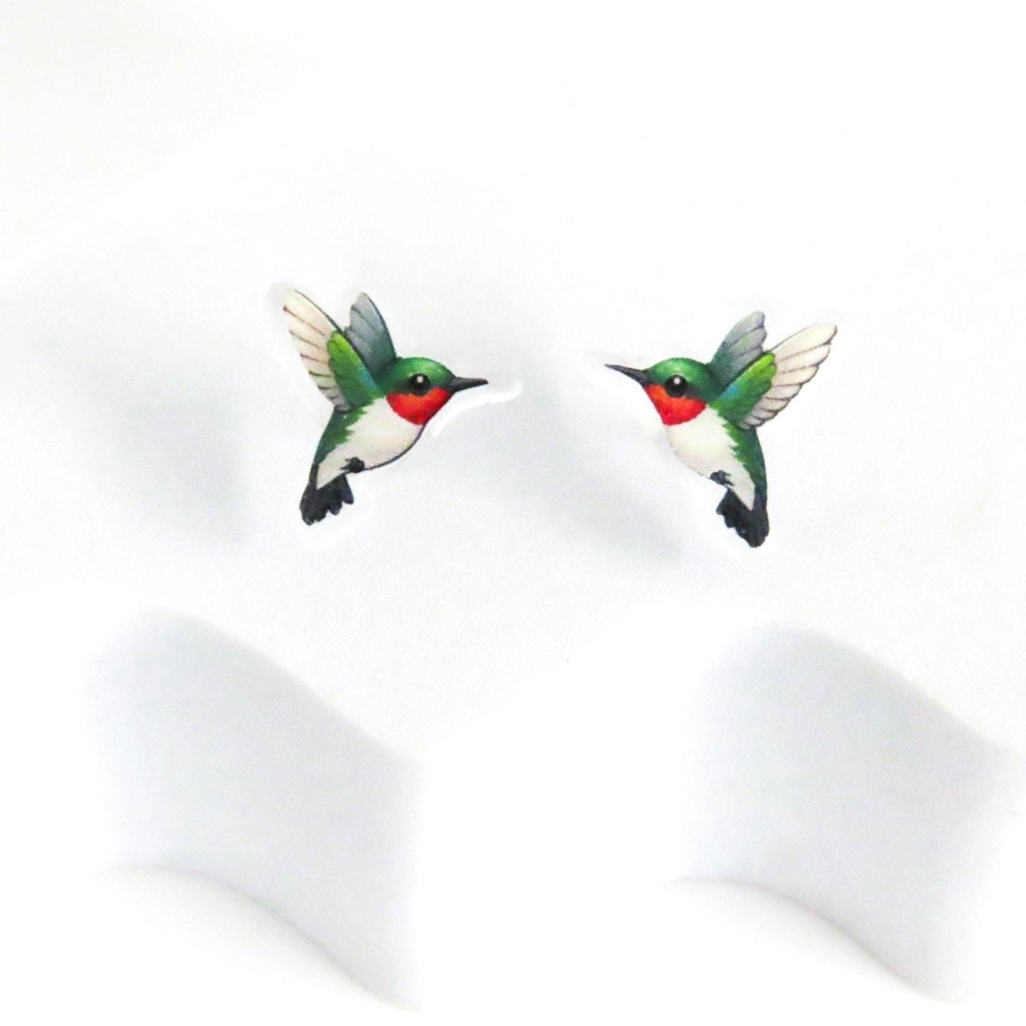 Hummingbird Earrings, Bird Jewelry Gift, Nature Inspired Spring Studs, Hypoallergenic Posts