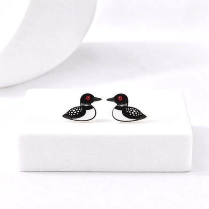 Loon Stud Earrings, Bird Earrings, Titanium Posts, Nature Lover Gift