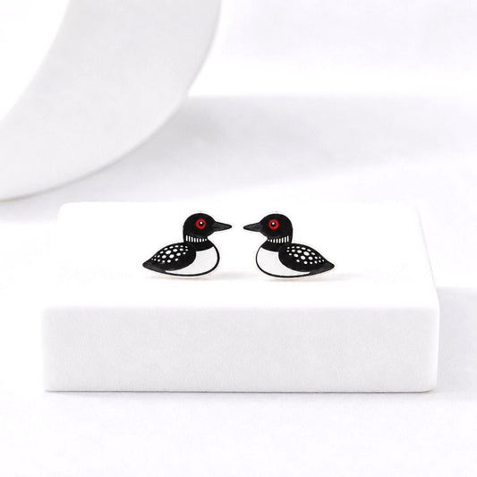 Loon Stud Earrings, Bird Earrings, Titanium Posts, Nature Lover Gift