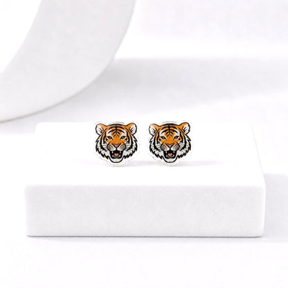 Tiger Earrings, Team Mascot, Game Day Sports Earrings, Hypoallergenic Posts
