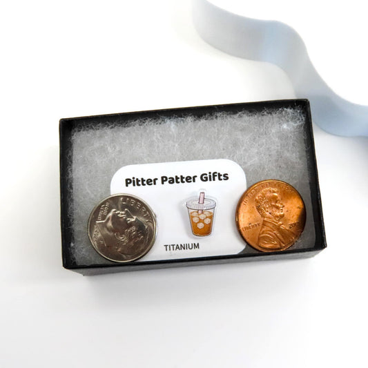 Iced Coffee Earrings, Hypoallergenic Titanium Posts, Fun Food Jewelry