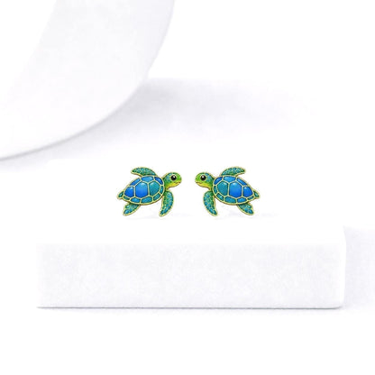 Sea Turtle Earrings, Ocean Jewelry Gift, Hypoallergenic Titanium Posts, Lightweight Acrylic Studs