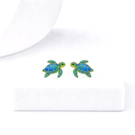 Sea Turtle Earrings, Ocean Jewelry Gift, Hypoallergenic Titanium Posts, Lightweight Acrylic Studs